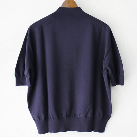 **またまたまた再入荷** LinenYa リネンヤ as it is.  コットンモックネック5分袖ニット　#ネイビー、ブラック、ホワイト