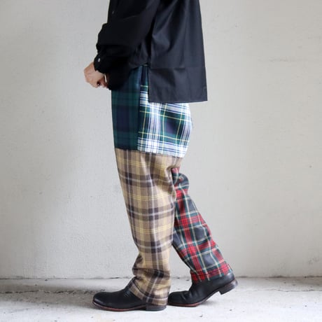homspun ホームスパン　ウールタータンギャザーパンツ　#マルチ　【送料無料】