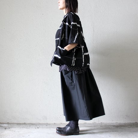 ARTE POVERA アルテポーヴェラ　スーピマローンしぼり染めシャツジャケット　#ブラックMIX