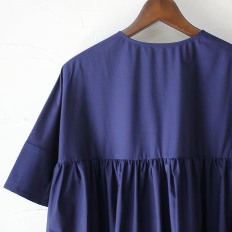 **再入荷** LinenYa リネンヤ　コットンバックギャザーブラウス　#ネイビー、シャンブレー、ホワイト