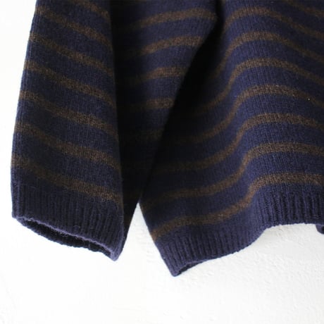 maomade マオメイド　エアーヤーンパネルしましま２WAYプルオーバー　#ネイビー、グレー