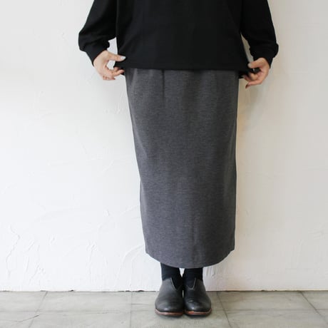 TRAVAIL MANUEL ミラノリブロングタイトスカート　#チャコール、ブラック