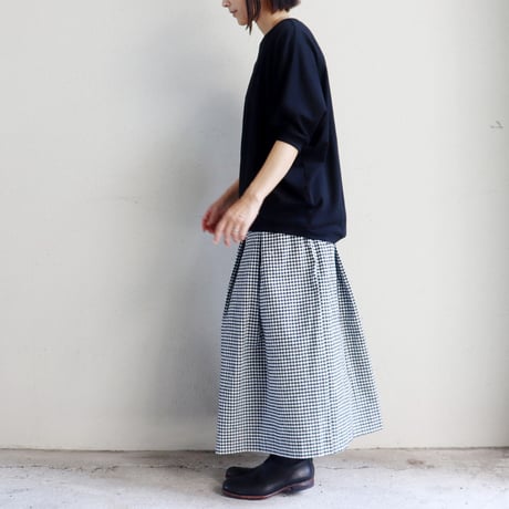 **またまたまた再入荷** LinenYa リネンヤ　コットンシルクタックスカート　#ギンガムチェック