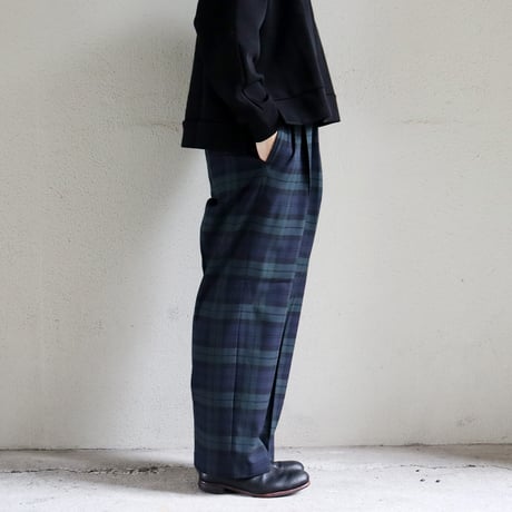 TRAVAIL MANUEL トラバイユマニュアル　T/Rツイルチェック裏起毛１タックスラックス