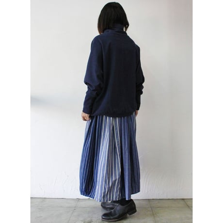 **再入荷**Tigre Brocante ティグルブロカンテ　ストライプMIXバレルロングスカート　#ネイビー【送料無料】