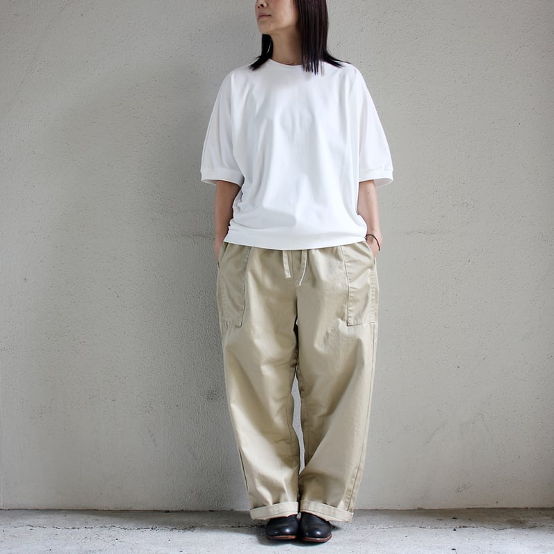 handmade＊綿麻ギャザーパンツ・裾紐付き またまた再々入荷** homspun ホームスパン 高密度ウエポン紐付ギャザー