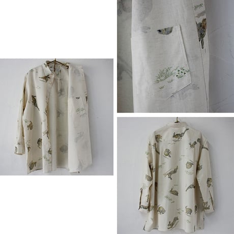 ASEEDONCLOUD アシードンクラウド Study of wild rabbit Map shirts  #ナチュラル　【送料無料】