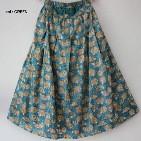 LILOU+LILY　Hedgehog  Tuck Skirt　ハリネズミタックスカート　#グレー、グリーン、パープル
