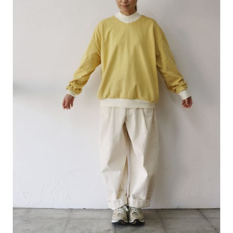 amne アンヌ　フレンチテリーVモックプルオーバー FRENCH TERRY v_mock  #イエロー、ネイビー　【送料無料】