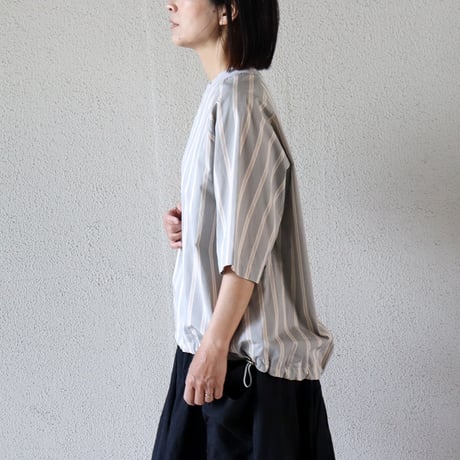 **再入荷**atelier naruse アトリエナルセ cotton typewriter shibori hem pullover コットンタイプライター裾絞りプルオーバー #グレイ