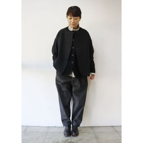 **再入荷** MAGALI マガリ　リネンウールクラシックジャケット　#カーキ、ブラック　【送料無料】