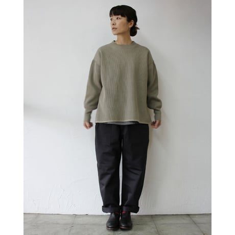 homspun ホームスパン　スーピマコットン畦編みプルオーバーセーター　#ライトカーキ、ネイビー