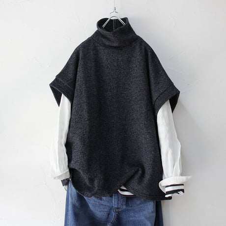 **TOPネイビーのみ再入荷** LinenYa リネンヤ　ハイネックニットベスト　#TOPネイビー、ネイビー、ブラウン　【送料無料】
