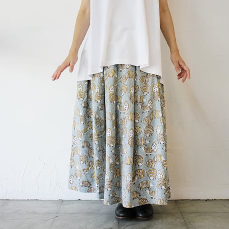 LILOU+LILY　Hedgehog  Tuck Skirt　ハリネズミタックスカート　#グレー、グリーン、パープル