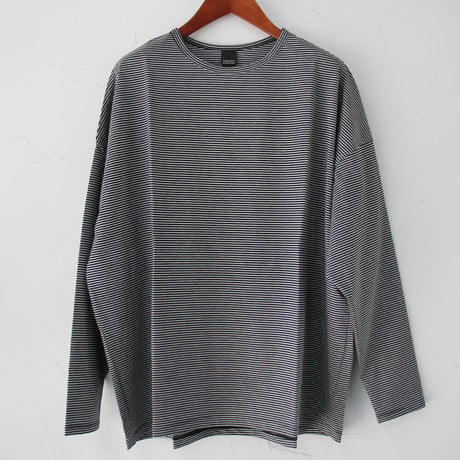 TRAVAIL MANUEL トラバイユマニュアル　クリア天竺ボーダーロングスリーブTシャツ　#グレーｘブラック