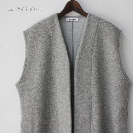 ARTE POVERA アルテポーヴェラ　リサイクルウールパイルロングベスト　#生成りベージュ、ライトグレー