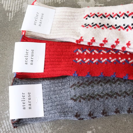atelier naruse アトリエナルセ　wool ～folk～ warmer socks　ウール~folk~ウォーマーソックス　【送料無料】