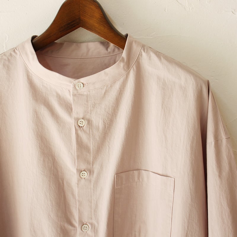 LinenYa リネンヤ コットンバンドカラー長袖シャツ #ピンク | sukima