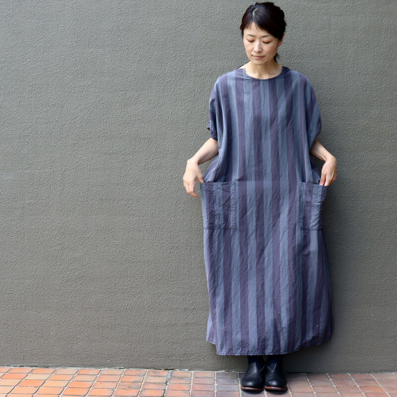またまた再入荷** homspun ホームスパン コットンリネン太ストライプ 