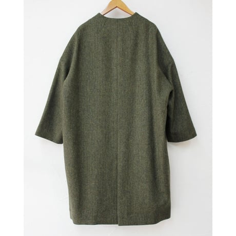 atelier naruse アトリエナルセ　MOON ENGLAND tweed cocoon coat  ツィードコクーンコート  #カーキグリーン　【送料無料】
