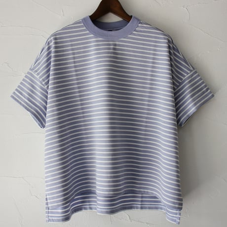 TRAVAIL MANUEL トラバイユマニュアル　ミディボーダースリットTシャツ　#ネイビー、サックス、イエロー