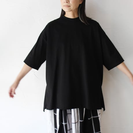 TRAVAIL MANUEL トラバイユマニュアル　ミディ天竺BIGスリットTシャツ　 #ホワイト、ブラック