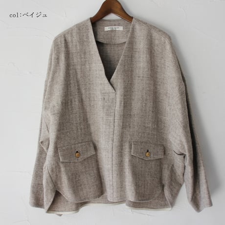 atelier naruse アトリエナルセ　シェットランドウールリネンスモック　shetland wool linen smock　【送料無料】