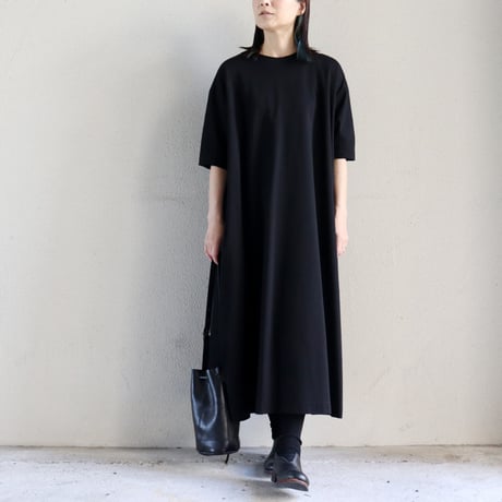 **再入荷** atelier naruse アトリエナルセ　コットンカットソーコクーンワンピース　#ネイビーブルー、ブラック　【送料無料】