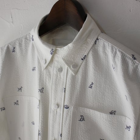 ASEEDONCLOUD アシードンクラウド companion dog print shokuonshitsu workshirts #off white