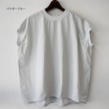 **限定生産分再入荷** homspun ホームスパン　コンパクトウェザーノースリーブブラウス　#ホワイト、ネイビー、ダークピンク、パウダーブルー