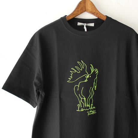 **別注色再入荷**amne アンヌ　”ELK” エルク柄半袖Tシャツ　#ブラック（自店別注色）、オリーブ、ホワイト