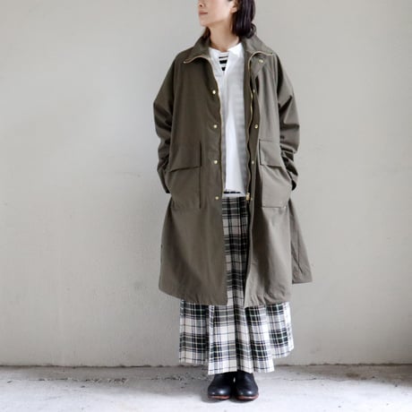 amne アンヌ　ナイロンオックスカバードコート　NYLON OX covered coat #オリーブ、ブラック