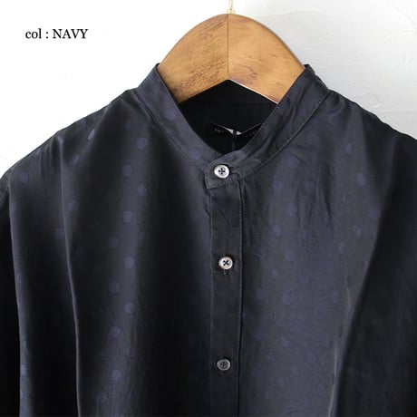 **再入荷** TRAVAIL MANUEL トラバイユマニュアル　キュプラドットバンドカラーシャツ　#ネイビー、ブラック