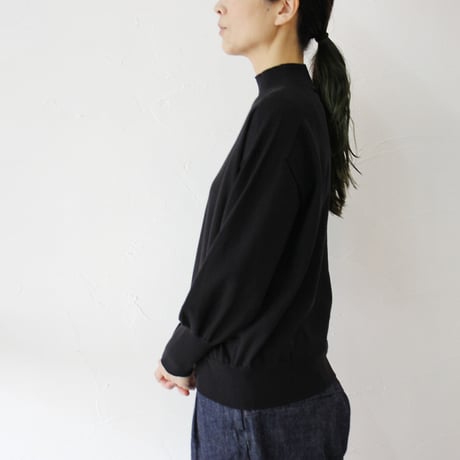 **またまたまた再入荷** LinenYa リネンヤ　as it is.　コットンモックネック長袖ニット　#ブラック、ネイビー　【送料無料】