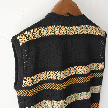 ASEEDONCLOUD アシードンクラウド　Flower Jacquard Knit Vest #オフ白、ブラック　【送料無料】