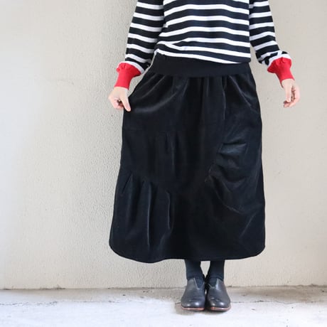 homspun ホームスパン　コーデュロイ切り替えスカート　#イエロー、ブルー、ブラック