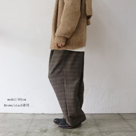 TRAVAIL MANUEL トラバイユマニュアル　グレンチェック起毛プランパンツ　#チャコール、ブラウン　【送料無料】
