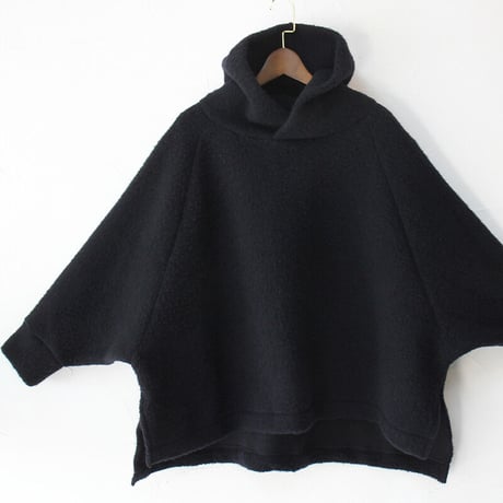 maomade マオメイド　ウール混圧縮フリースBIGBIGフード付きプルオーバー　#ネイビー　【送料無料】