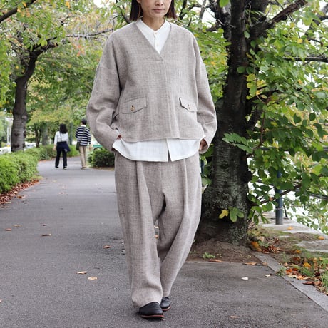 atelier naruse アトリエナルセ　シェットランドウールリネンスモック　shetland wool linen smock　【送料無料】