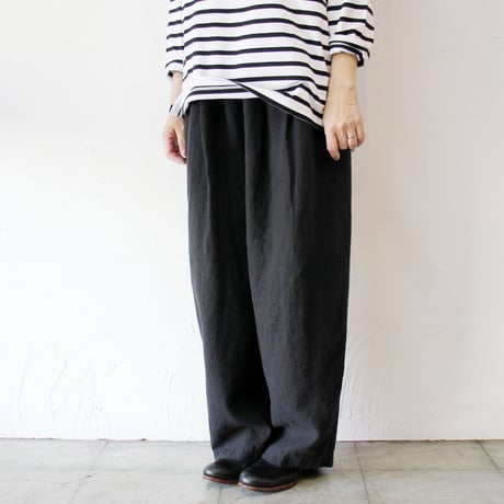 TRAVAIL MANUEL トラバイユマニュアル　フレンチリネンキャンバスコクーンパンツ　#ブラック