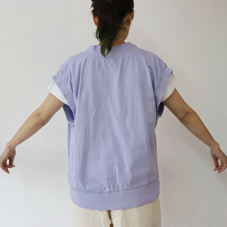 ARTE POVERA アルテポーヴェラ　製品染め16/-ムライト天竺Vネックベスト　#黒、レモン、ラベンダー