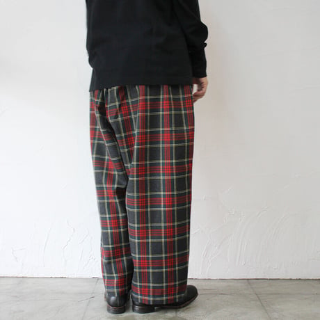 **またまた再入荷** homspun ホームスパン　ウールタータンギャザーパンツ　#ベージュｘサックス、チャコールグレーｘレッド