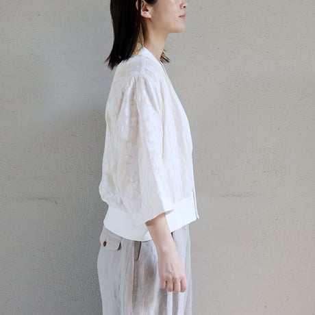 ARTE POVERA アルテポーヴェラ　インドジャガード8分袖カーディガン　#キナリ