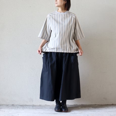 **再入荷**atelier naruse アトリエナルセ cotton typewriter shibori hem pullover コットンタイプライター裾絞りプルオーバー #グレイ