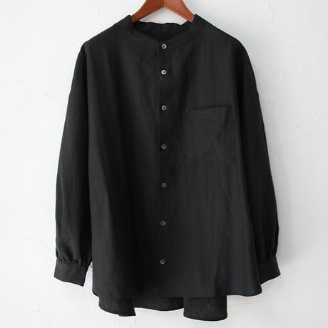 **再入荷** Linenya リネンヤ　リネンバンドカラーシャツ　#ホワイト、アイボリー、グレー、ブラック