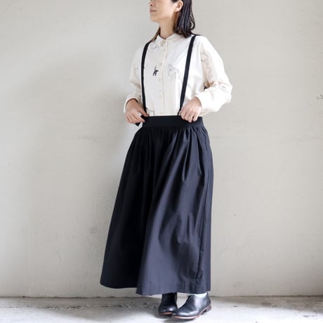 atelier naruse アトリエナルセ　コットンサスペンダースカート　cotton suspender skirt　#キャメル、ブラック