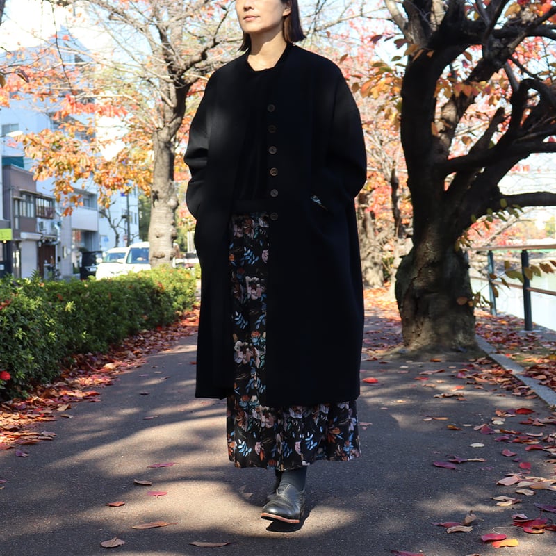 【美品】アトリエナルセ　メルトンウールコクーンコート　ブラック atelier naruse アトリエナルセ / メルトンウールコクーンコート【na