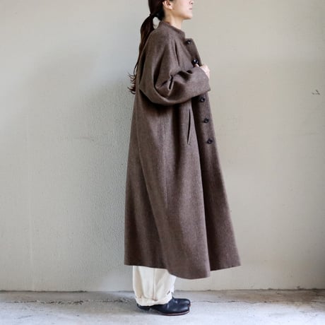 atelier naruse アトリエナルセ　wool linen tweed stand collar coat　ウールリネンツイードスタンドカラーコート