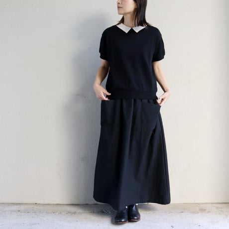 MAGALI マガリ　ループバックコットンオーガンジー襟カットソー　#アイボリー、ブラック