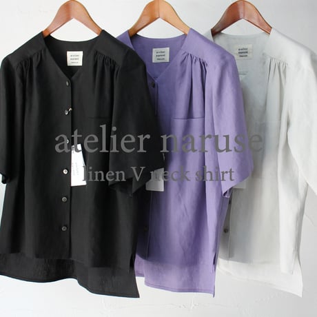 atelier naruse アトリエナルセ　リネンVネックシャツ｜linen V neck shirt